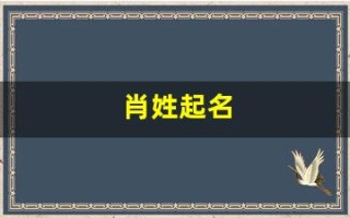 肖姓起名(肖姓起名女孩)