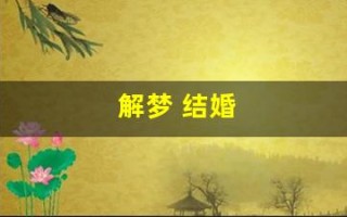 解梦 结婚(解梦结婚小说免费阅读)